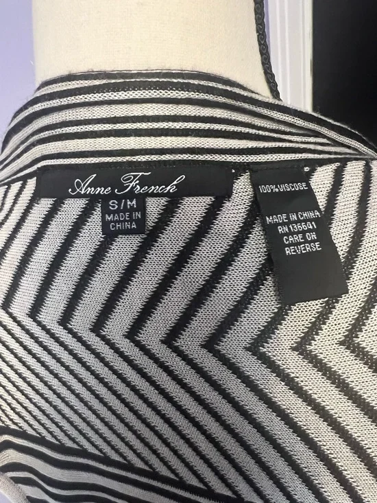 Anne French Striped Black and Grey Draped Vest - Picture 4 of 4